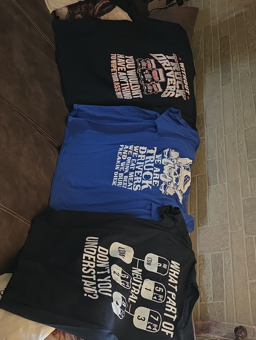 3 Mens Shirts One Long Sleeve Truck Driver Graphics 3XL GC